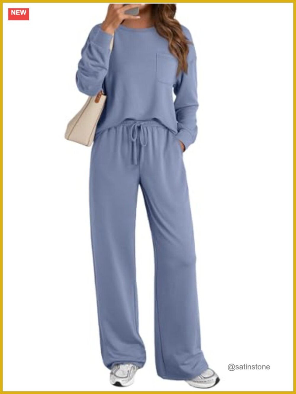 AUTOMET Womens 2 Piece Lounge Sweatsuit Set Wide Leg Pants Travel